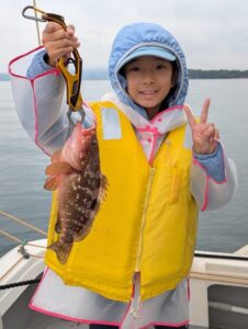 alt="倉敷沖で釣れた良型アコウ(キジハタ)"